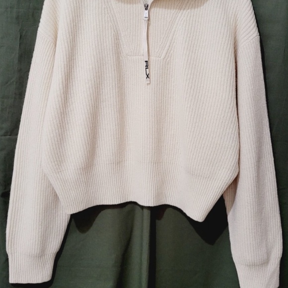 Unworn RLX Ralph Lauren Cashmere Rib-Knit Half-Zip Sweater in Cream - Picture 3 of 9
